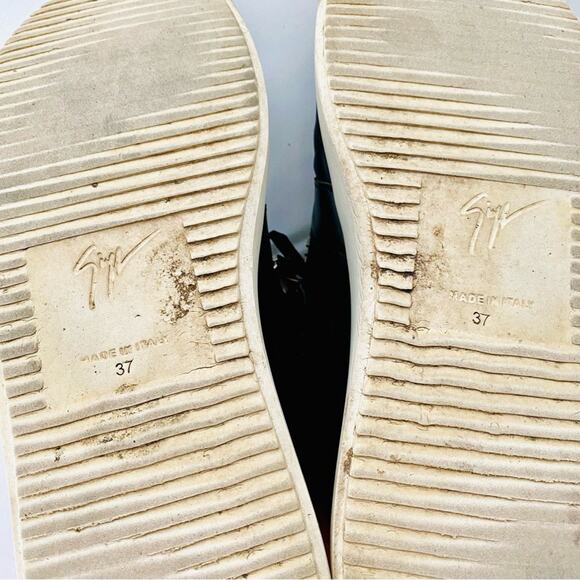 GIUSEPPE ZANOTTI Black White Leather Fabric Zipper Zip Lace Up Sneakers Shoes 37 - Picture 5 of 16